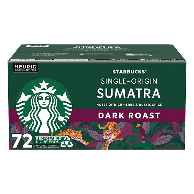 Starbucks Dark Roast K-Cup Coffee Pods, Single-Origin Sumatra, 72 ct. - Image 2