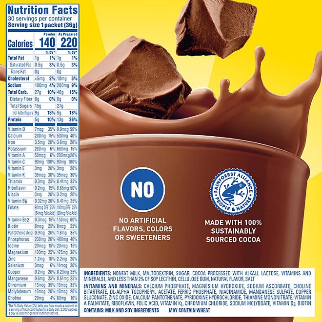 Carnation Breakfast Essentials Nutritional Powder Drink Mix, Chocolate 30 ct. - Image 3