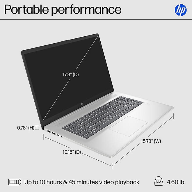 HP 17.3" FHD Windows 11 Laptop | Intel Core 7 | 16GB RAM | 512GB SSD | 2-Yr HP Care Pack w/Accidental Damage Protection - Image 7