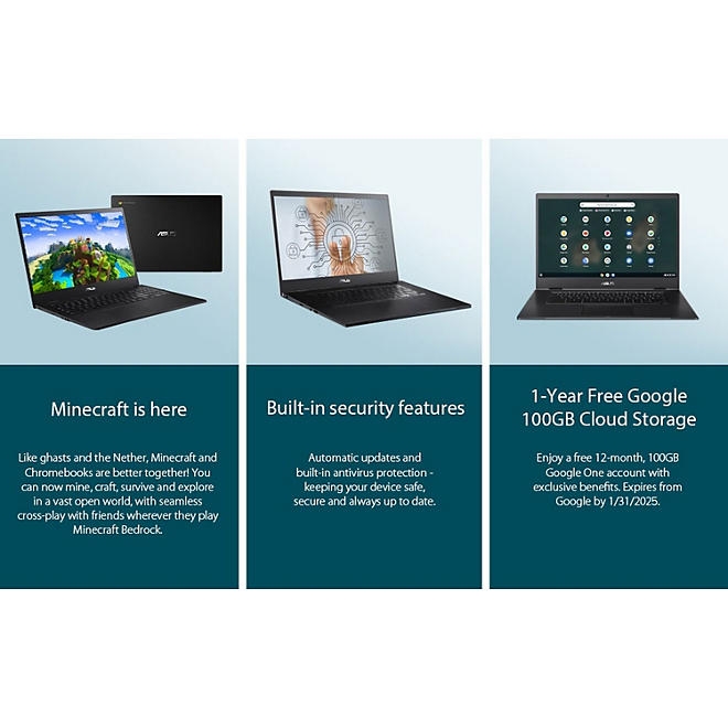 ASUS Chromebook CX1, 15.6" FHD NanoEdge Display, Intel Celeron N4500 Processor, 128GB eMMC Storage, 4GB RAM, ChromeOS, Mineral Gray, CX1500CKA-SS48F - Image 10