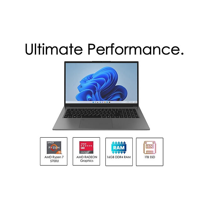 Gateway 17.3" FHD IPS Window Laptop | AMD Ryzen 7 | 16GB RAM | 1TB SSD | 2-Year Limited Warranty - Image 3