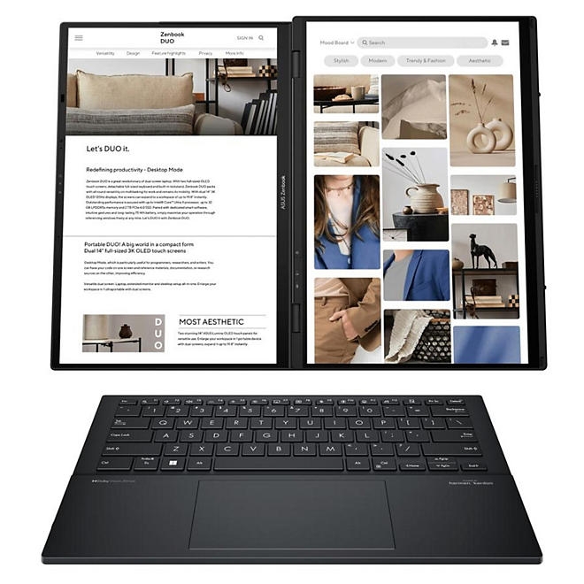 ASUS Zenbook DUO 14" WUXGA OLED Dual Touchscreen Windows Laptop | Intel Core Ultra 9 185H | 16GB RAM | 1TB SSD | 2-Year Warranty + 1-Year Accidental Damage Protection - Image 4