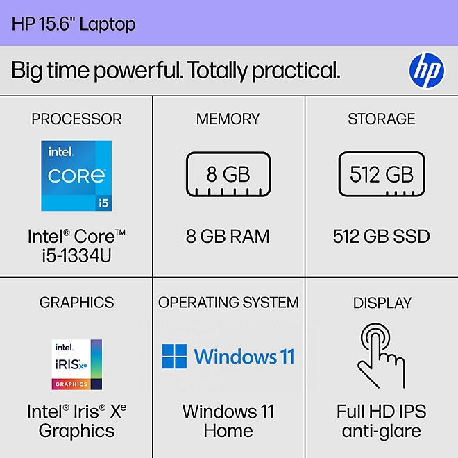 HP 15.6" FHD Windows 11 Touchscreen Laptop | Intel Core i5 | 8GB RAM | 512GB SSD | 2-Year HP Care Pack w/Accidental Damage Protection - Image 3