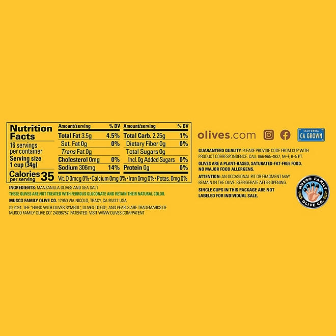 Pearl's Pitted Black Olives To Go Cups, 1.2 oz., 16 pk. - Image 3