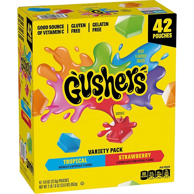 Gushers Strawberry & Tropical Variety Pack Snacks, 0.8 oz., 42 pk. - Image 2