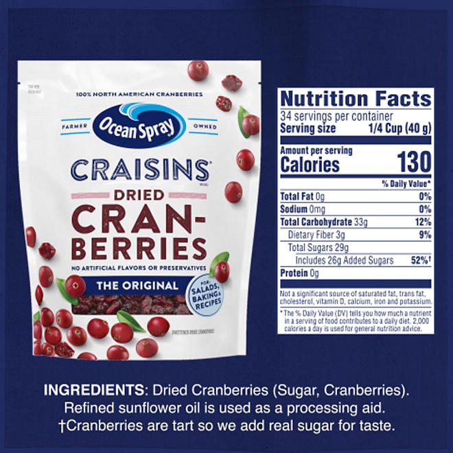 Ocean Spray Craisins, Original Dried Cranberries, 48 oz. - Image 3