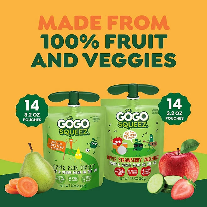 GoGo SqueeZ Fruit & VeggieZ Applesauce Pouches, 3.2 oz., 28 pk. - Image 5