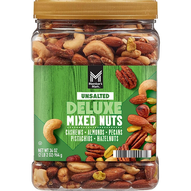 Member's Mark Unsalted Deluxe Mixed Nuts, 34 oz. - Image 2