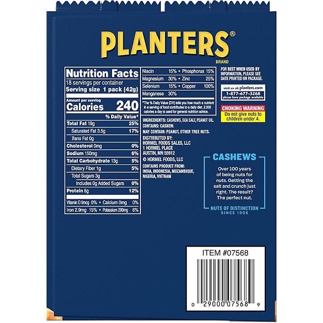 Planters Salted Cashews, 1.5 oz., 18 pk. - Image 10