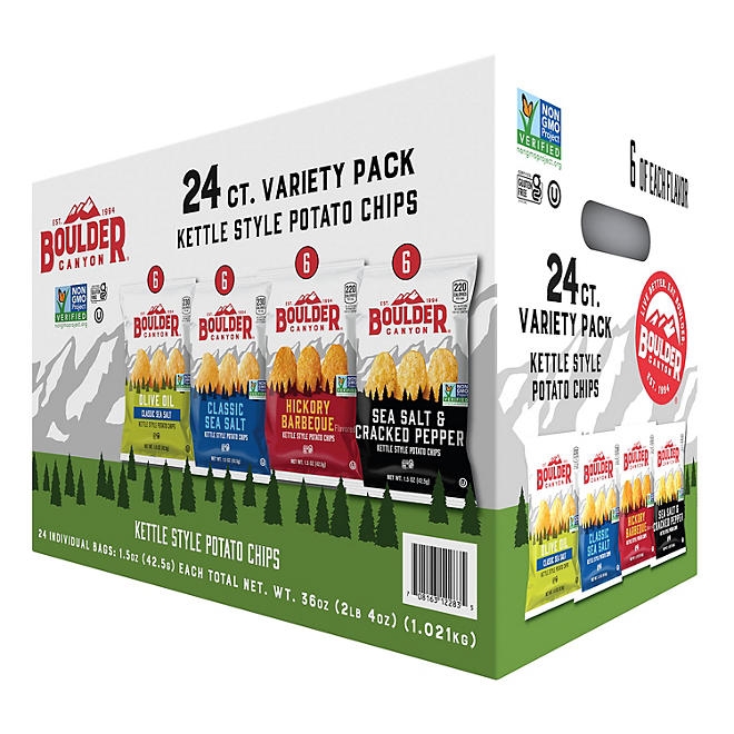 Boulder Canyon Kettle Cooked Variety Pack Potato Chips, 1.5 oz., 24 pk. - Image 2