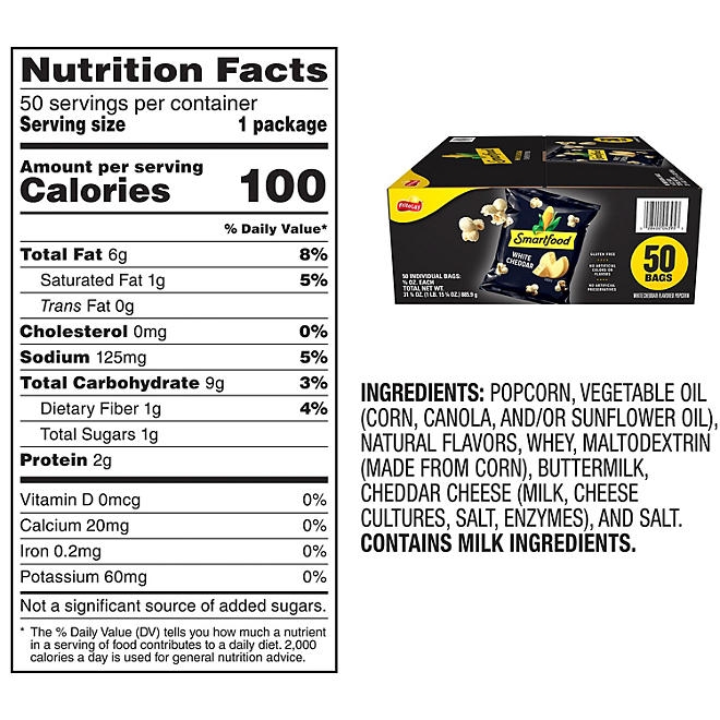 Smartfood White Cheddar Cheese Popcorn, 0.625 oz., 50 pk. - Image 3