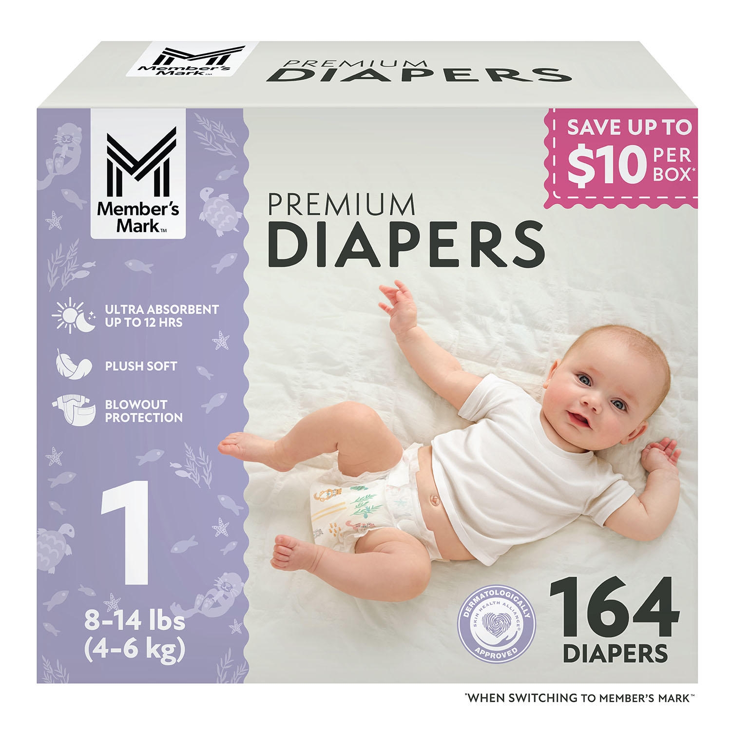 Member's Mark Premium Baby Diapers, Sizes: Newborn - 8 - Image 3
