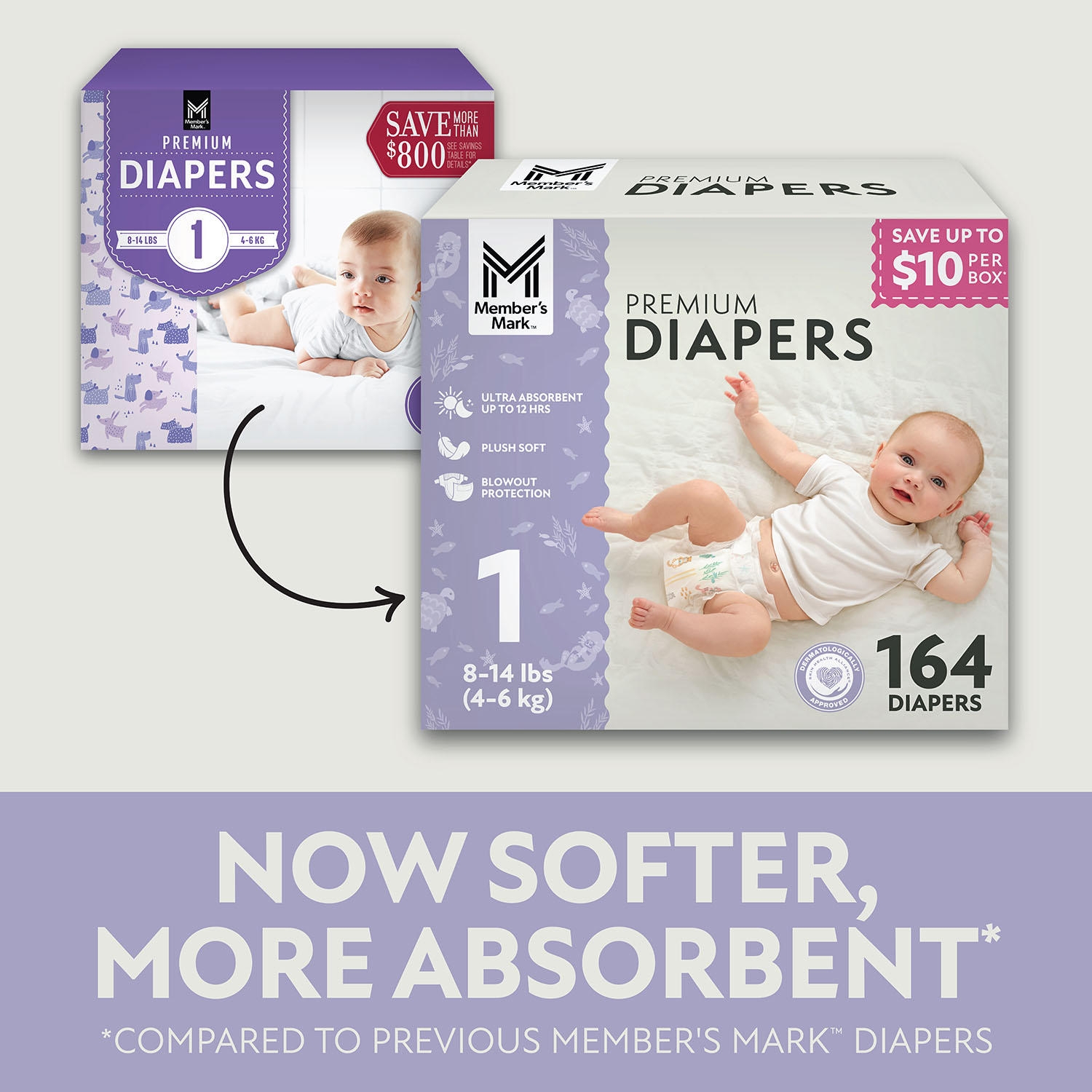 Member's Mark Premium Baby Diapers, Sizes: Newborn - 8 - Image 4