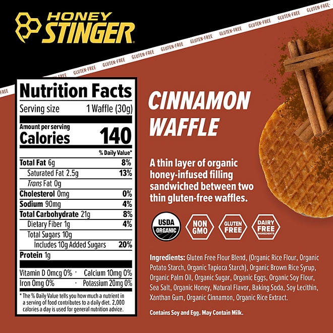 Honey Stinger Gluten-Free Organic Energy Waffle, Cinnamon, 12 ct. - Image 3