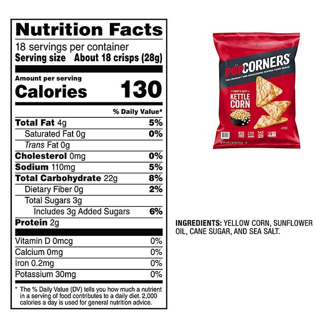 PopCorners Sweet & Salty Kettle Corn Popped-Corn Snack, 18 oz. - Image 3
