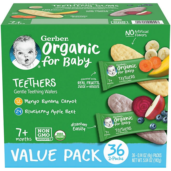 Gerber Organic Teething Wafers Variety Pack, 36 ct. - Image 2