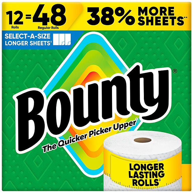 Bounty Select-A-Size 2-Ply Paper Towels, 12 Rolls, 165 sheets/roll - Image 2