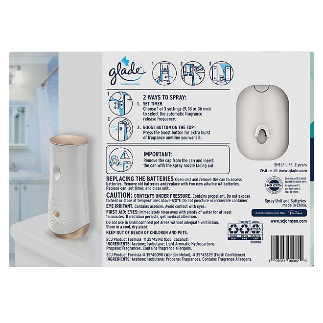 Glade Automatic Spray Air Freshener, Spring Variety, 1 Device + 3 Refills, 18.6 oz - Image 3