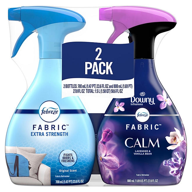 Febreze Extra Strength and Downy Fabric Spray, Original Scent and Calm, 50.6 fl. oz., Pack of 2 - Image 2
