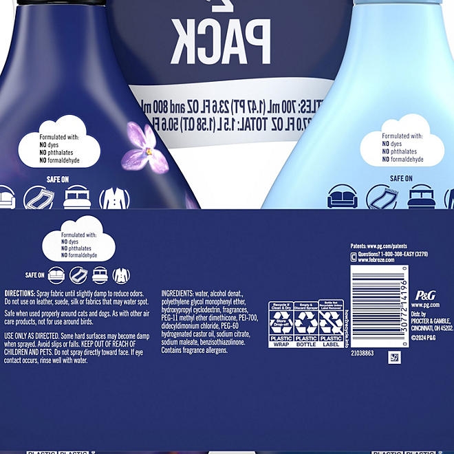 Febreze Extra Strength and Downy Fabric Spray, Original Scent and Calm, 50.6 fl. oz., Pack of 2 - Image 3