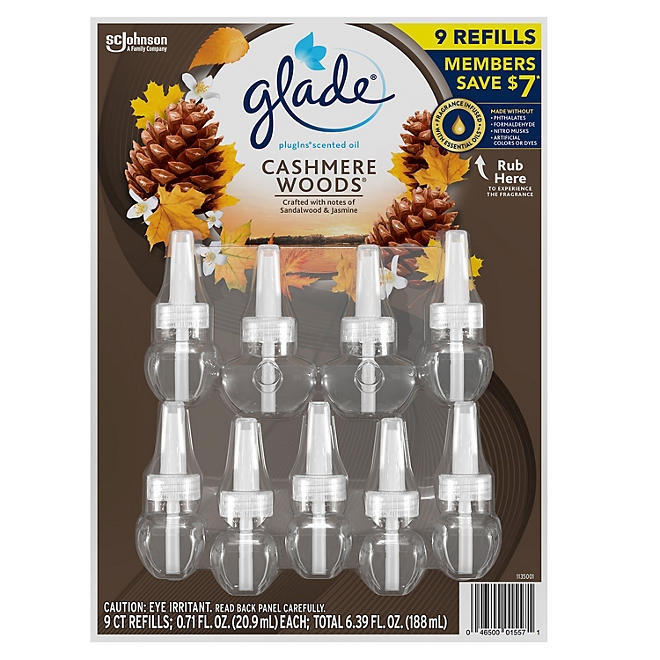 Glade PlugIns Scented Oil Refills, Cashmere Woods, 9 refills - Image 2
