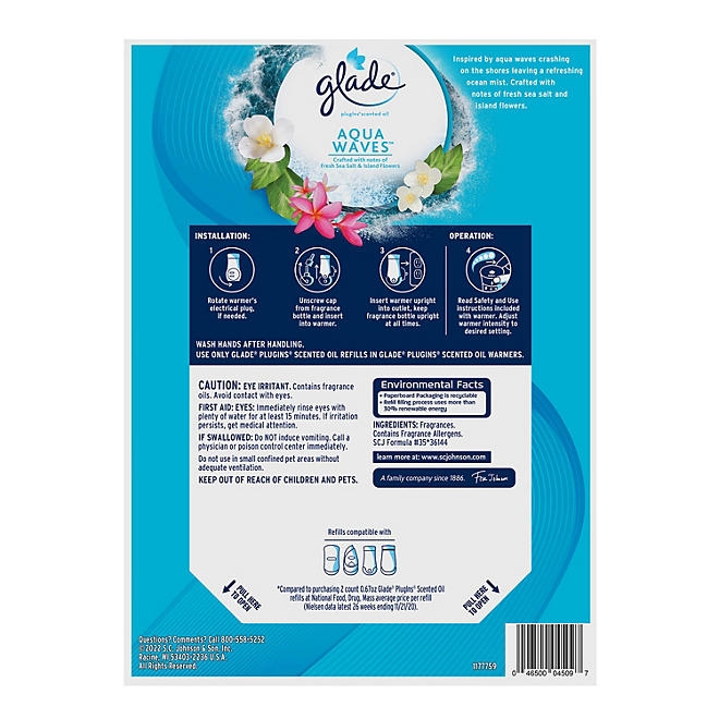 Glade PlugIns Scented Oil Refills, Aqua Waves, 9 refills - Image 3