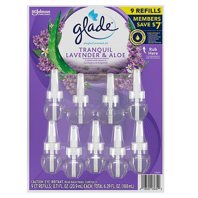 Glade PlugIns Scented Oil Refills, Tranquil Lavender & Aloe, 9 refills - Image 2