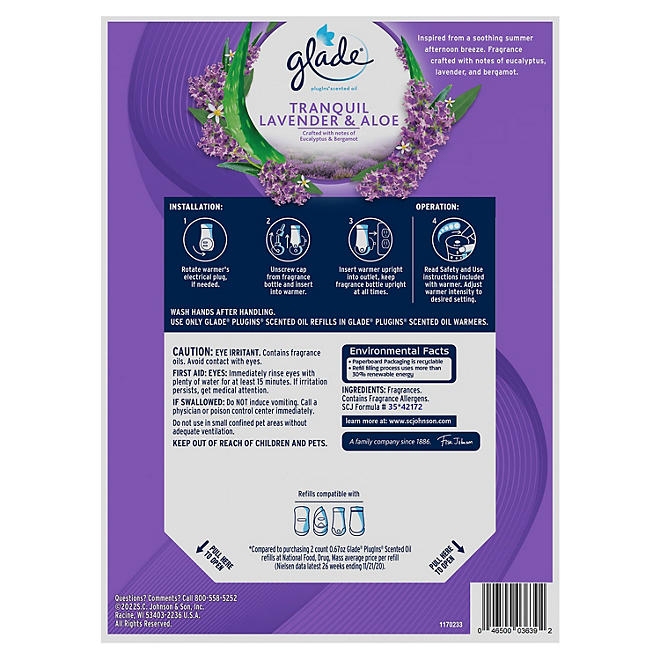Glade PlugIns Scented Oil Refills, Tranquil Lavender & Aloe, 9 refills - Image 3