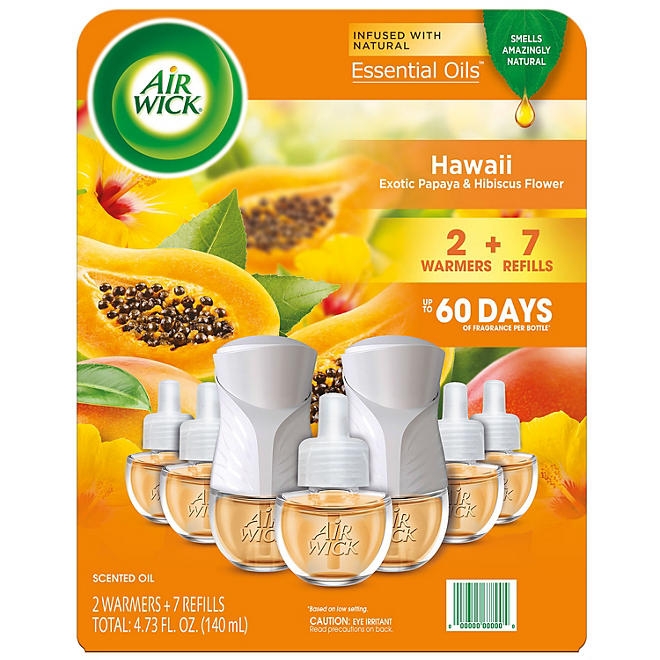 Air Wick Scented Oil Air Freshener Kit, Hawaii, 2 Warmers + 7 Refills - Image 2