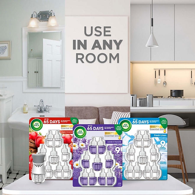 Air Wick Scented Oil Air Freshener Kit, Vanilla & Pink Papaya 2 Warmers +7 Refills - Image 7