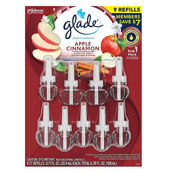 Glade PlugIns Scented Oil Refills, Apple Cinnamon, 9 refills - Image 2