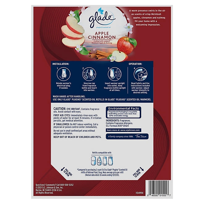 Glade PlugIns Scented Oil Refills, Apple Cinnamon, 9 refills - Image 3