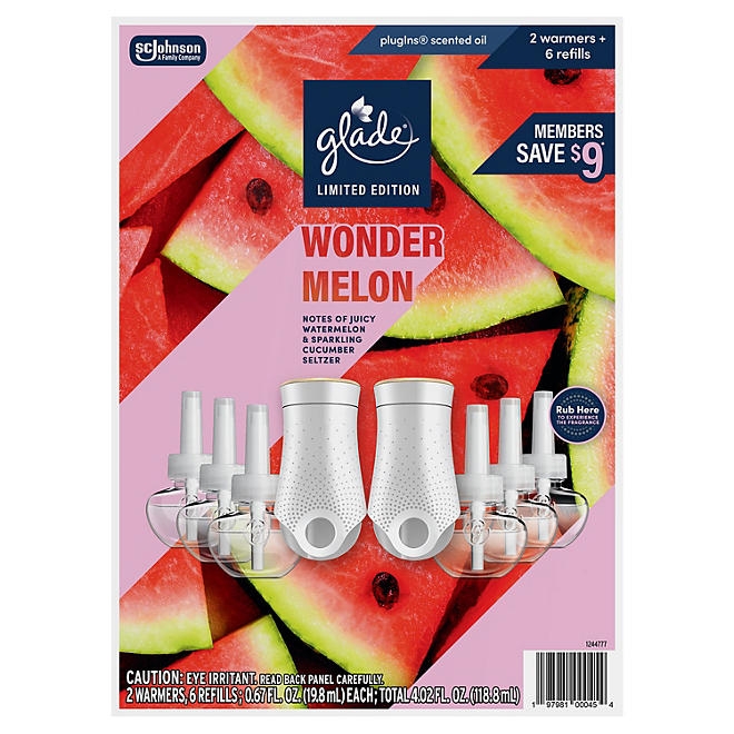 Glade PlugIns Scented Oil, Wonder Melon, 2 Warmers + 6 Refills - Image 2