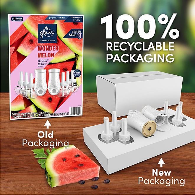 Glade PlugIns Scented Oil, Wonder Melon, 2 Warmers + 6 Refills - Image 9