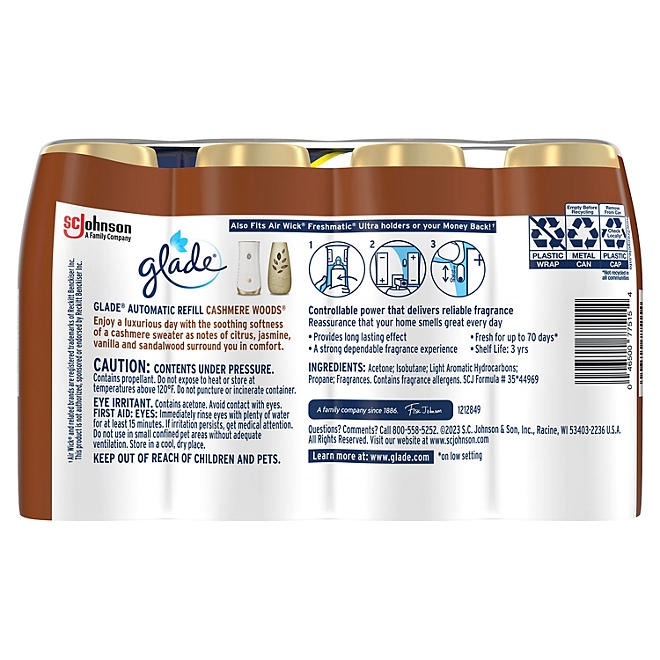 Glade Automatic Spray Air Freshener Refills, Cashmere Woods, 4 ct. - Image 3