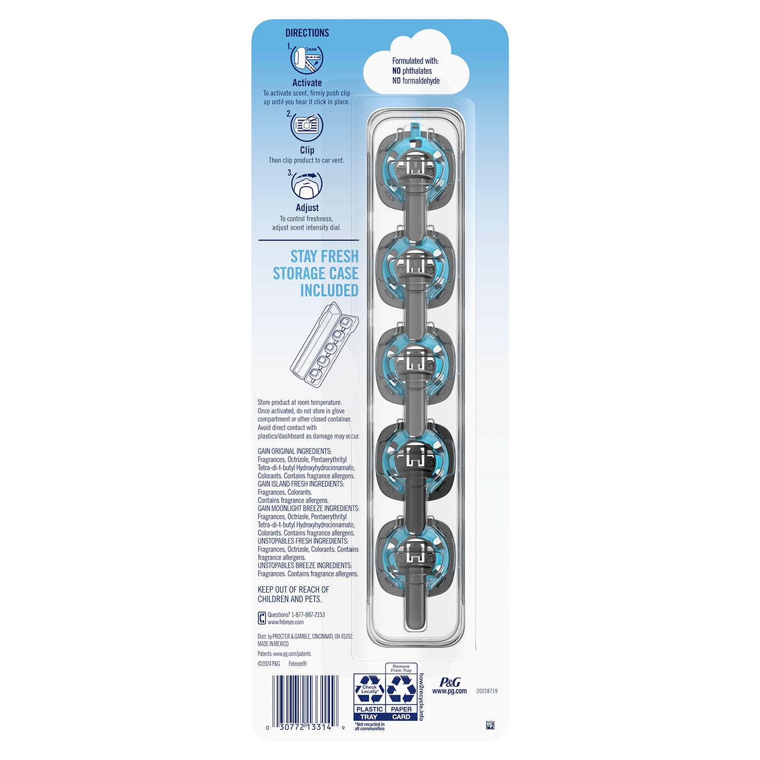 Febreze Car Air Freshener Vent Clips, Mixed Scent, 5 ct. - Image 2