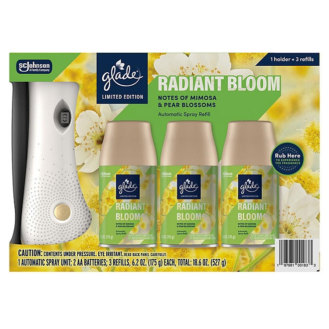 Glade Automatic Spray Air Freshener, Radiant Bloom, 1 Device + 3 Refills, 18.6 oz. - Image 8