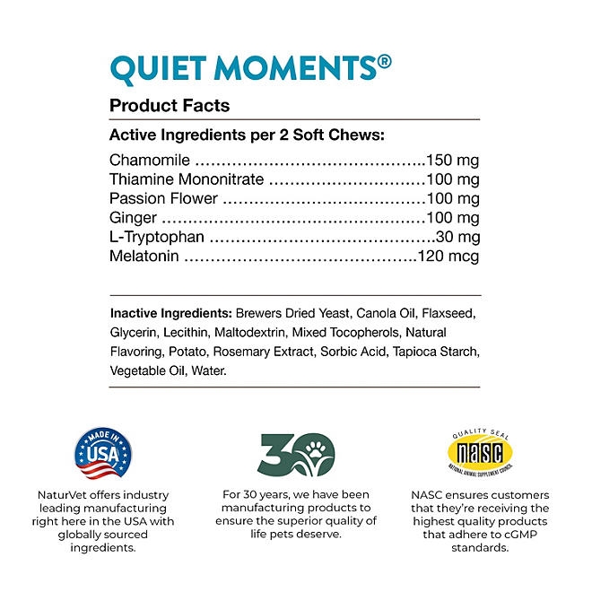 NaturVet, Quiet Moments Plus Melatonin, Soft Chews for Dogs, 240 ct. - Image 10