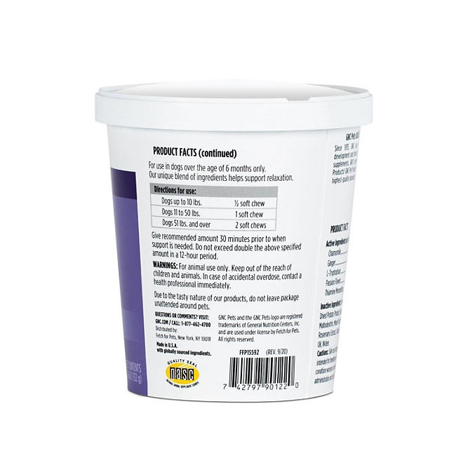 GNC Pets, Bacon Flavored, Calming Soft Chew Dog Supplements, 180 ct. - Image 4