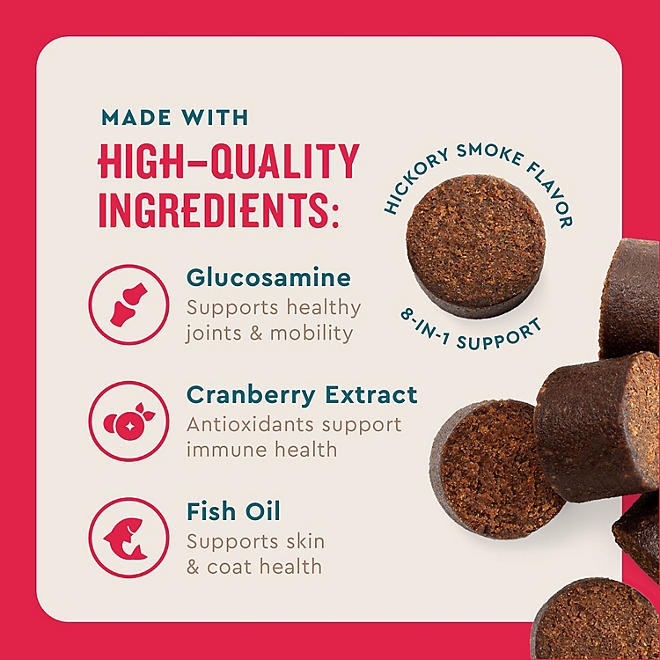 VETIQ 8-In-1 Multi-Benefit Soft Dog Chews, Hickory Smoke Flavored 60 ct., 2 pk. - Image 4
