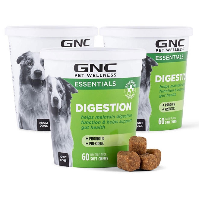 GNC Pets, Bacon Flavored, Digestion Soft Chews for Dogs, 180 ct. - Image 2