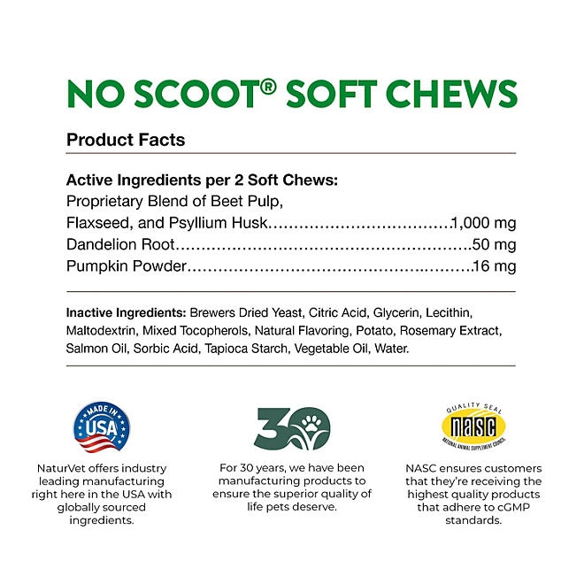 NaturVet, No Scoot with Pumpkin, Soft Chews for Dogs, 120 ct. - Image 10