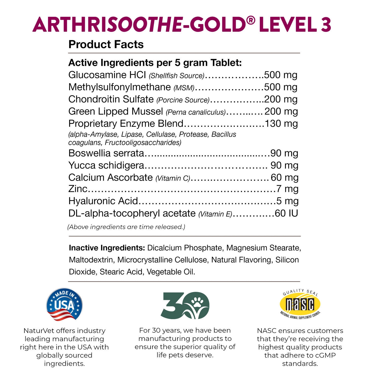 NaturVet ArthriSoothe-GOLD Level 3 Advanced Joint Care Supplements for Dogs and Cats, 240 ct., Choose Type - Image 3