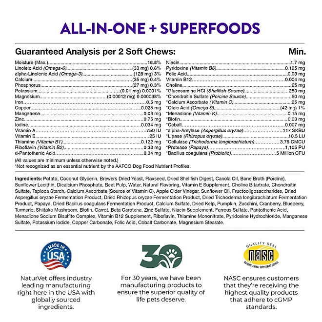 Evolutions by NaturVet, All-in-One Plus Superfoods, Soft Chews for Dogs, 180 ct. - Image 10