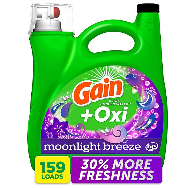 Gain + Oxi Liquid Laundry Detergent, Moonlight Breeze, 159 Loads, 170 fl. oz. - Image 2