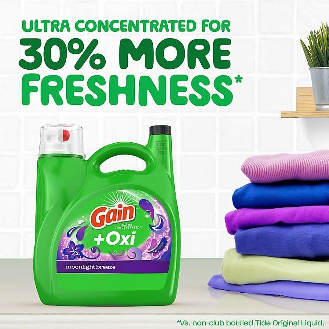 Gain + Oxi Liquid Laundry Detergent, Moonlight Breeze, 159 Loads, 170 fl. oz. - Image 8