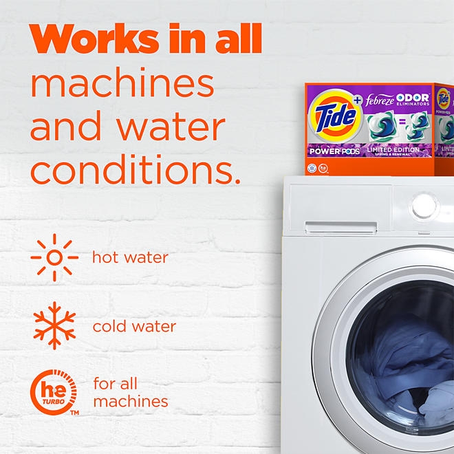 Tide Power PODS Laundry Detergent Pacs + Febreze Odor Eliminators, Spring & Renewal Scent (72 ct.) - Image 7