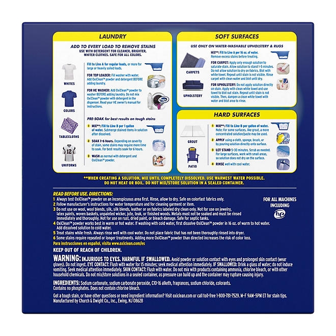 OxiClean Concentrated Max Efficiency Versatile Stain Remover Powder 8.08 lbs. - Image 3