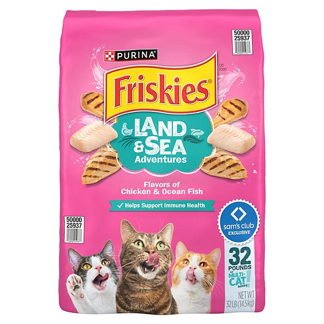 Friskies Land and; Sea Adventures, Chicken and Ocean Fish Flavor, Adult Dry Cat Food, 32 lbs. - Image 2