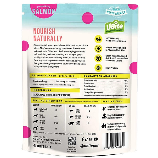 UBite Adult Dog and Cat Salmon Freeze Dried Treats, 16 oz. - Image 3